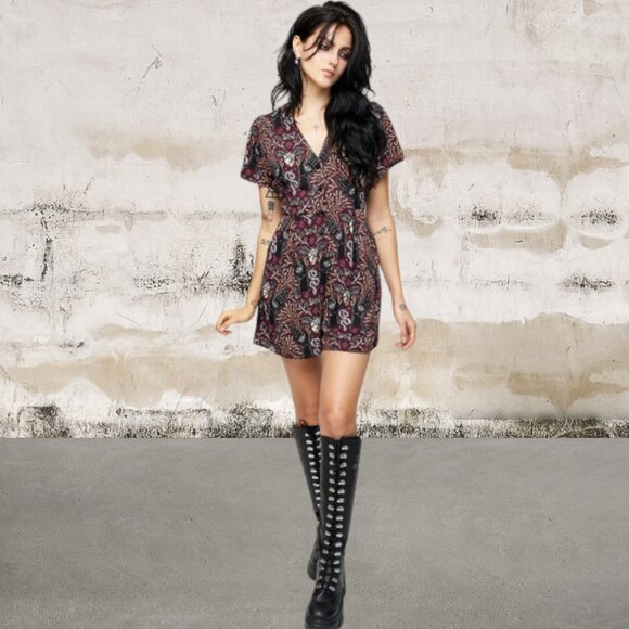 Disturbia Pants - Disturbia Hemlock Button Up V Neck Playsuit Romper Size 8